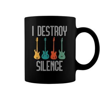 I Destroy Silence Guitar Vintage Guitarist Guitar Player Coffee Mug | Mazezy