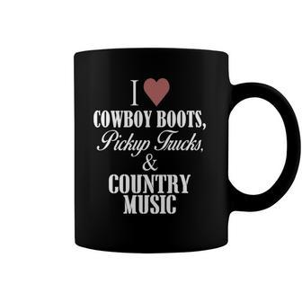 I Heart Cowboy Boots Pickup Trucks And Country Music Coffee Mug | Mazezy