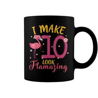 I Make 10 Look Flamazing Cute Flamingo 10Th Birthday Kids Coffee Mug - Seseable