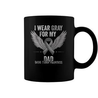 I Wear Gray For My Dad Brain Tumor Cancer Awareness Ribbon Coffee Mug | Mazezy