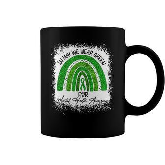 In May We Wear Green For Mental Health Awareness Rainbow Coffee Mug | Mazezy AU