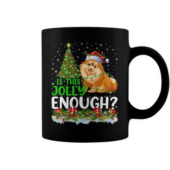 Is This Jolly Enough Pomeranian Dog Christmas Tree T-Shirt Coffee Mug - Seseable