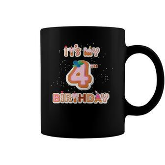 Its My 4Th Birthday Donut - 4 Years Old B-Day Girl Coffee Mug | Mazezy