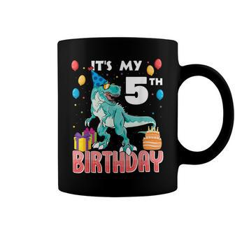 Its My 5Th Birthday Dino T-Rex 5 Years Old Bday Coffee Mug - Seseable