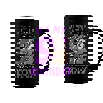 Its My 9Th Birthday Purple Sloth Girl Nine Bday Theme Party Coffee Mug - Seseable