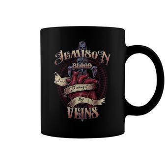Jemison Blood Runs Through My Veins Name Coffee Mug - Monsterry