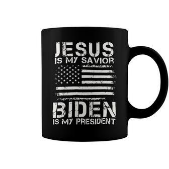 Jesus Is My Savior Biden Is My President Us Flag Supporter Vintage 21K5 Coffee Mug - Monsterry