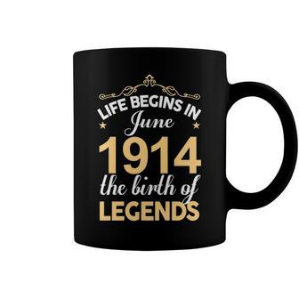 June 1914 Birthday Life Begins In June 1914 V2 Coffee Mug - Seseable