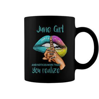 June Girl Gift June Girl Knows More Than She Says Coffee Mug - Seseable