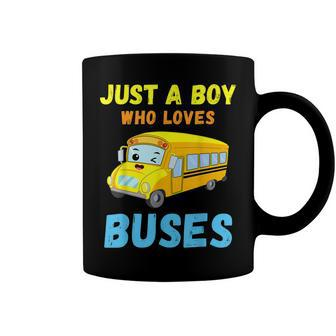 Just A Boy Who Loves Buses Birthday Cute Yellow School Bus Coffee Mug - Seseable