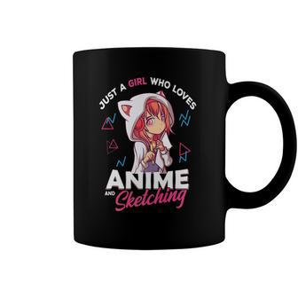 Just A Girl Who Loves Anime And Sketching Otaku Anime Merch Coffee Mug | Mazezy AU