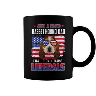 Just A Proud Basset Hound Dad Merica Dog 4Th Of July Coffee Mug - Seseable