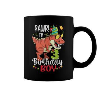 Kids 3 Year Old Rawr 3Rd Birthday Boy T Rex Toddler Dinosaur Coffee Mug - Seseable