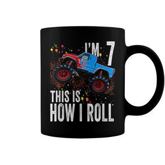 Kids 7 Year Old 7Th Birthday Boy Monster Truck Car V2 Coffee Mug - Seseable