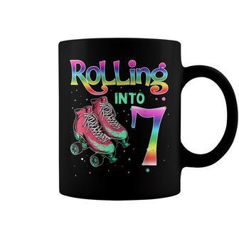 Kids 7Th Birthday Rolling Into 7 Roller Skate Gift Coffee Mug - Seseable