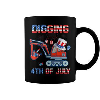 Kids Digging 4Th Of July Excavator Digger Fireworks Toddler Coffee Mug - Seseable