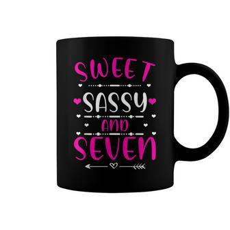 Kids Happy 7Th Birthday Sweet Sassy And Seven Girls 7 Years V3 Coffee Mug - Seseable