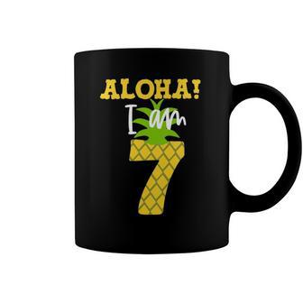Kids Kids Aloha I Am 7 Luau Pineapple Birthday Party Coffee Mug | Mazezy CA