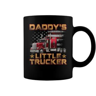 Kids Semi Truck Boys Gift Daddys Little Trucker Fathers Day Coffee Mug - Seseable