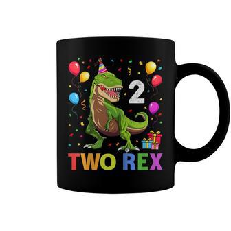 Kids Two Rex 2Nd Birthday Gift Second Dinosaur 2 Year Old Coffee Mug - Seseable