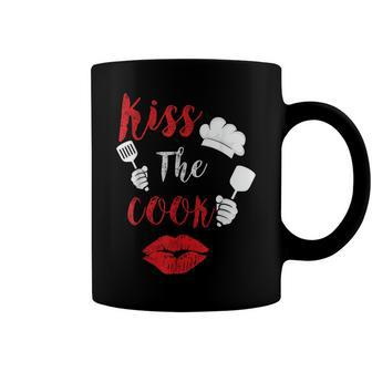Kiss The Cook Chef Cooking Love Big Red Heart Valentines Day Coffee Mug - Seseable