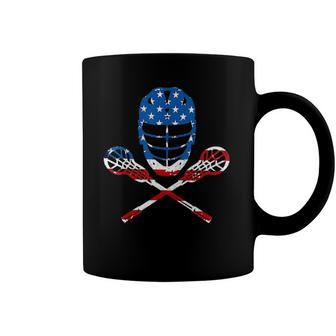 Lacrosse American Flag Lax Helmet Sticks 4Th Of July Gifts Coffee Mug | Mazezy