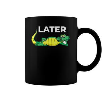 Later Gator With Cute Smiling Alligator Saying Goodbye Coffee Mug | Mazezy