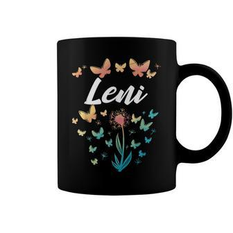 Leni Birthday Sister Butterfly Dandelion Name Leni Coffee Mug - Seseable