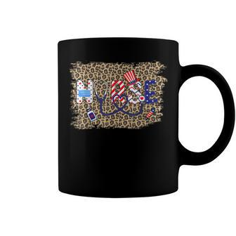 Leopard Patriotic Nurse 4Th Of July American Us Flag Nurse Coffee Mug - Seseable