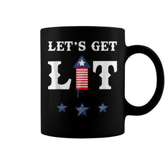 Lets Get Lit Fireworks 4Th Of July Merica Usa Flag Coffee Mug - Seseable