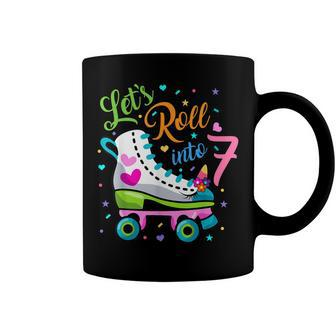 Lets Rolling Into 7 Years Old 7Th Birthday Skating Unicorn Coffee Mug - Seseable