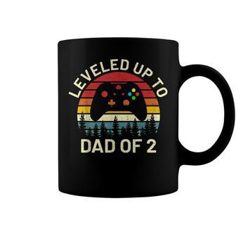 Leveled Up To Dad Of 2 Video Gamers Funny Gaming Two Daddy Coffee Mug - Seseable