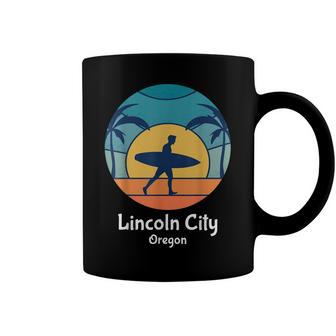 Lincoln City Oregon Surfing Surfer Vintage Sunset Surf Beach Coffee Mug - Seseable