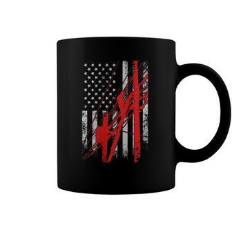Lineman - Usa Flag Design Printed On Back Coffee Mug | Mazezy