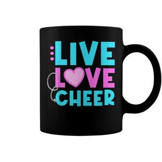 Live Love Cheer Funny Cheerleading Lover Quote Cheerleader V2 Coffee Mug - Seseable