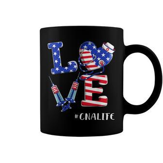 Love Cna Life Nurse 4Th Of July American Flag Patriotic Coffee Mug - Seseable