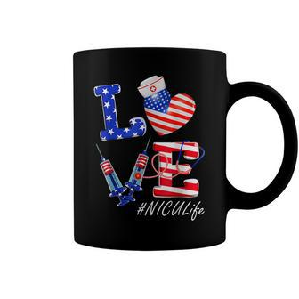 Love Nicu Life Nurse 4Th Of July American Flag Patriotic Coffee Mug - Seseable