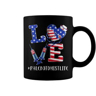 Love Phlebotomist Life Nurse 4Th Of July American Flag Coffee Mug - Seseable