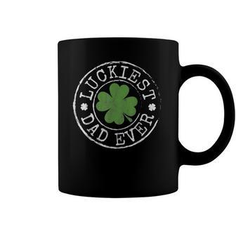 Luckiest Dad Ever Shamrocks Lucky Father St Patricks Day Coffee Mug | Mazezy