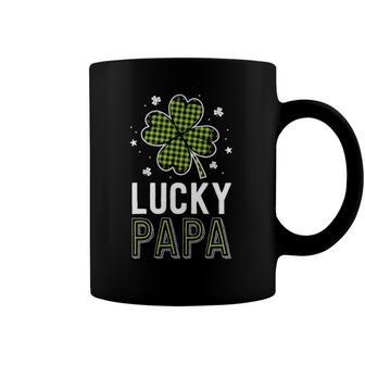 Lucky Papa Dad Green Buffalo Plaid St Patricks Day Matching Coffee Mug | Mazezy
