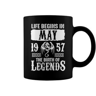 May 1957 Birthday Life Begins In May 1957 Coffee Mug - Seseable