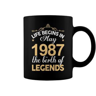 May 1987 Birthday Life Begins In May 1987 V2 Coffee Mug - Seseable