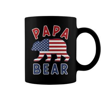 Mens American Flag Papa Bear 4Th Of July Usa Patriotic Dad V2 Coffee Mug - Seseable