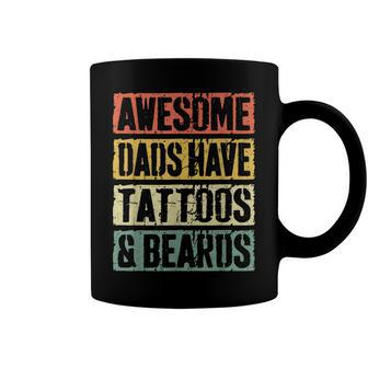 Mens Awesome Dads Have Tattoos And Beards Fathers Day V3 Coffee Mug - Seseable