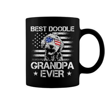 Mens Best Doodle Dad Ever Us Flag Patriotic 4Th Of July Coffee Mug - Seseable