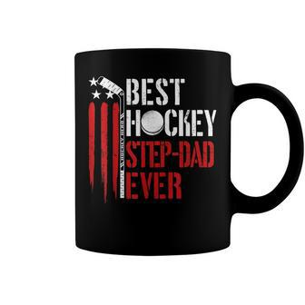 Mens Best Hockey Step Dad Ever Coach American Flag 4Th Of July Coffee Mug - Seseable