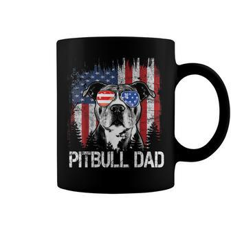 Mens Best Pitbull Dad Ever American Flag 4Th Of July Fathers Day V2 Coffee Mug - Seseable