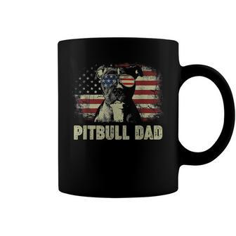 Mens Best Pitbull Dad Ever American Flag 4Th Of July V2 Coffee Mug - Seseable
