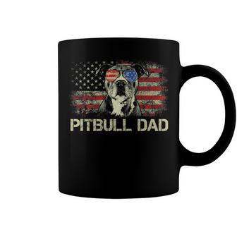 Mens Best Pitbull Dad Ever Patriotic American Flag 4Th Of July Coffee Mug - Seseable