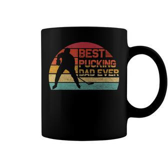 Mens Best Pucking Dad Ever - Funny Fathers Day Hockey Pun Coffee Mug - Seseable
